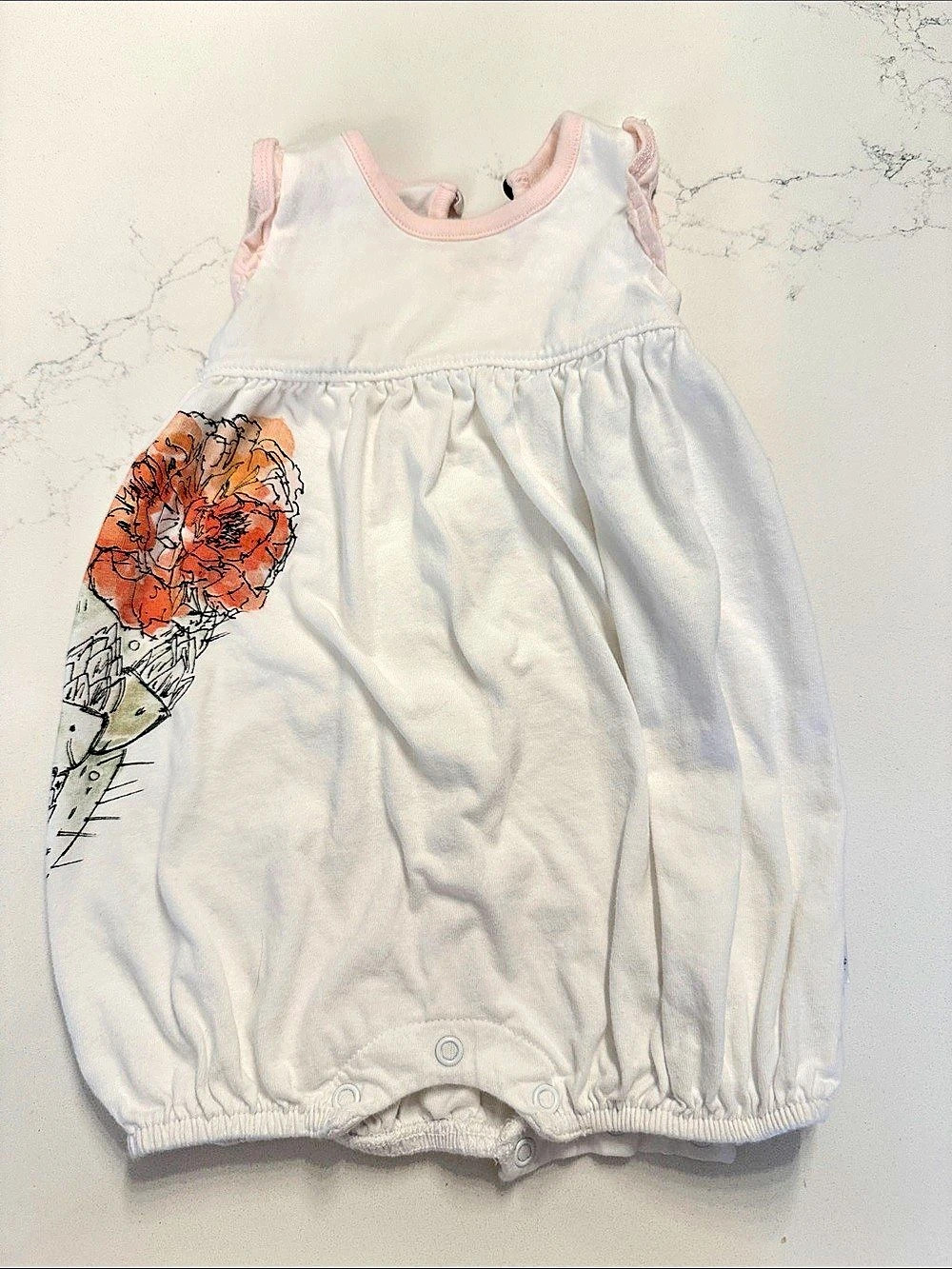 Kids White Floral Cactus Romper